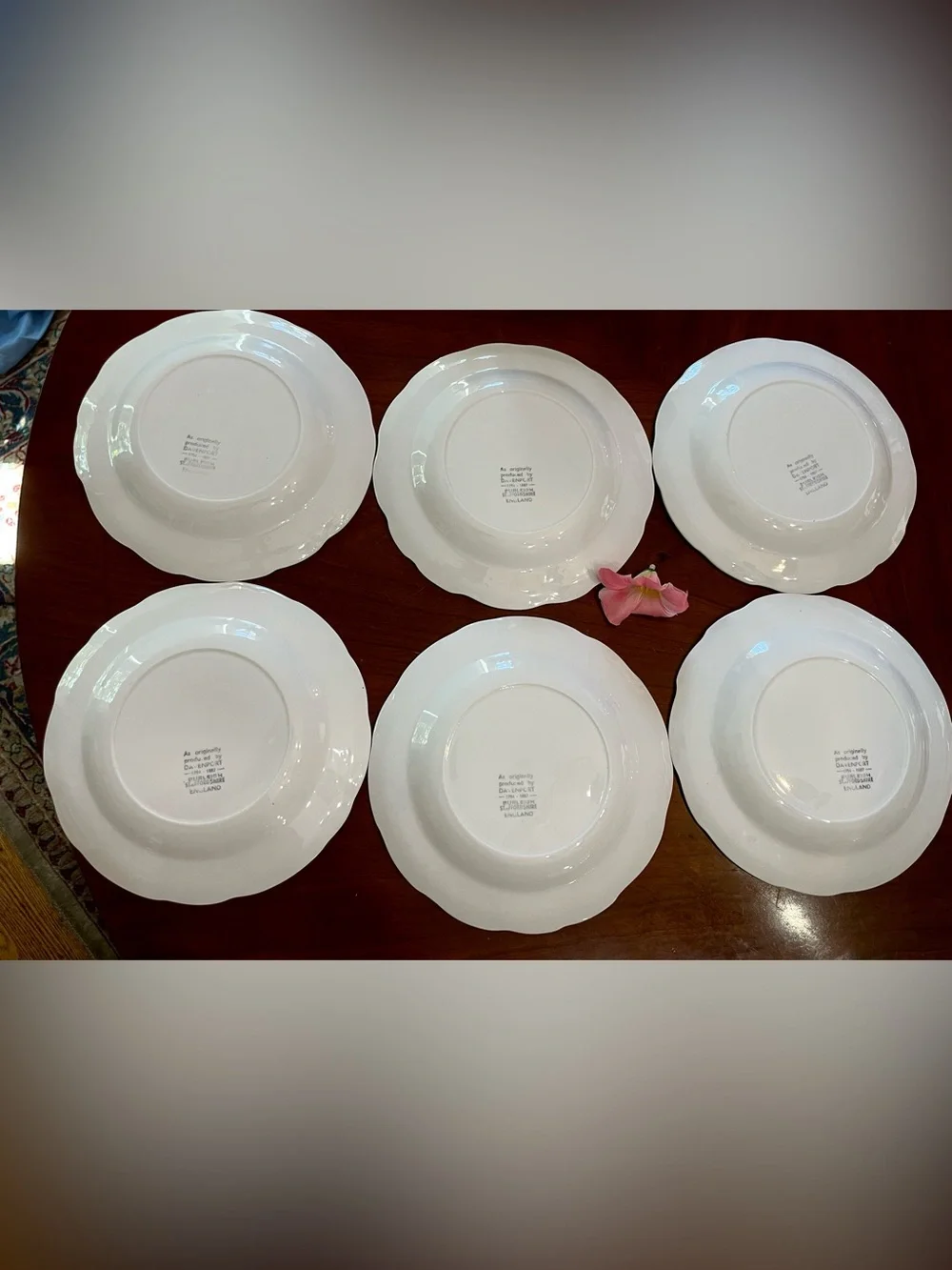 6-Set Vintage Burleigh Davenport White Ironstone Grape Leaf Dessert/Salad Plates